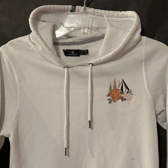 Vintage Volcom Skate Surf Floral White Hoodie Women Long Sleeve Sweater XS - Picture 3 of 11